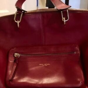 Henri Bendel Vibrant Red Leather Large Tote.